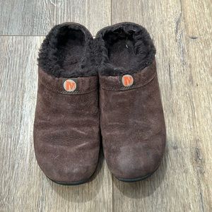 Womens merrell slip on suede with faux fur lining